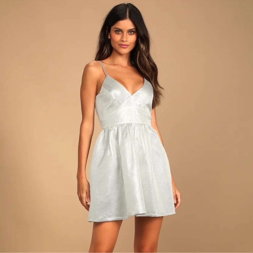 Lulus Silver skater dress
